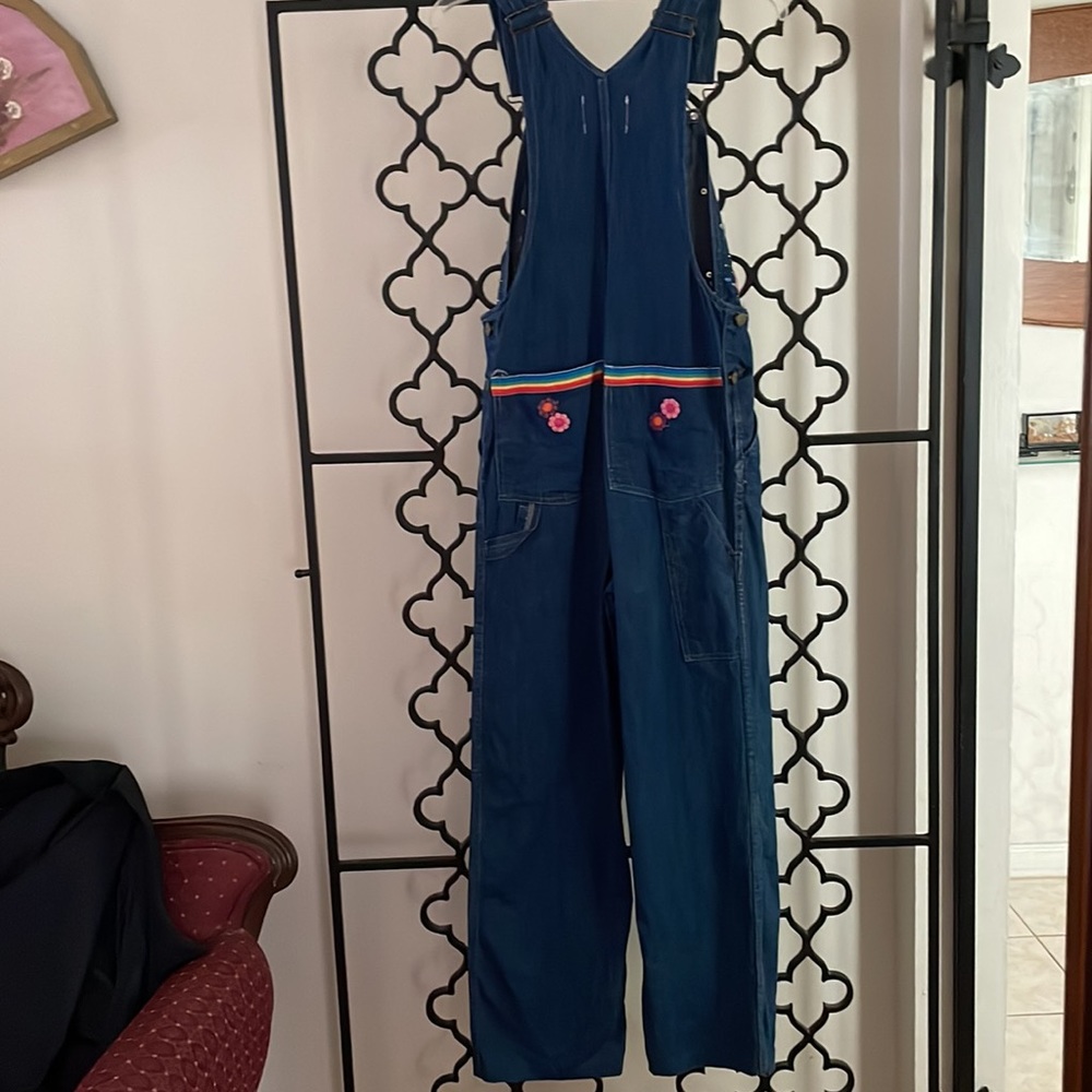 VTG 80s Embellished Women’s Denim Overalls with Appliqués - Picture 6 of 16